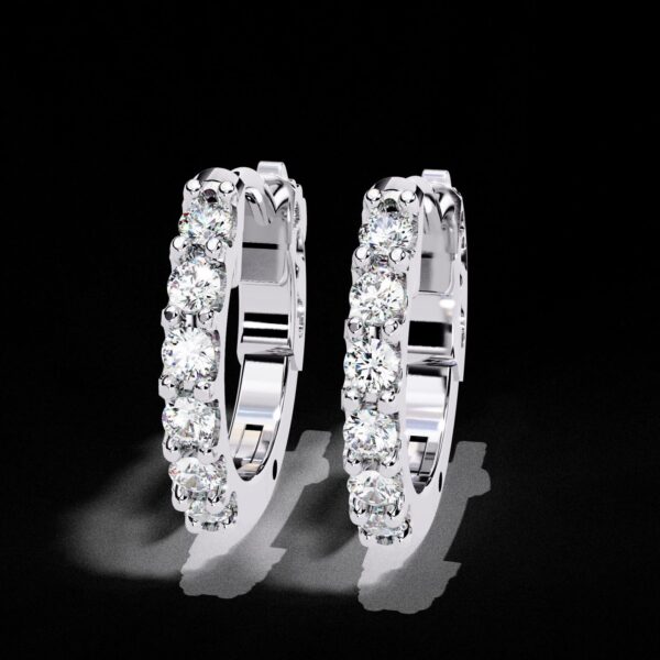 Sparkling Round Diamond Hoop Earring Made In 18 / 14 / 10 KT Gold Embellished With Certified Lab Diamonds For The Anniversary Gift For Her