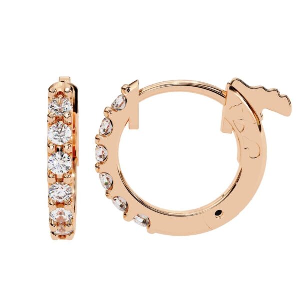 Sparkling Round Diamond Hoop Earring Made In 18 / 14 / 10 KT Gold Embellished With Certified Lab Diamonds For The Anniversary Gift For Her