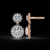 Luxury Double Halo Diamond Drop Earrings Made In 18/14/10 KT Gold Studded With Certified Lab Diamonds For The Anniversary And Wedding Gift