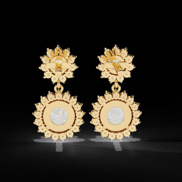 Luxury Double Halo Diamond Drop Earrings Made In 18/14/10 KT Gold Studded With Certified Lab Diamonds For The Anniversary And Wedding Gift