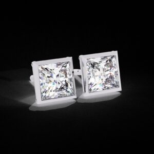 Princess Cut Channel Setting Stud Earrings Made In 18/14/10 KT Gold Embellished With Certified Lab Diamonds For The Anniversary Gift For Her