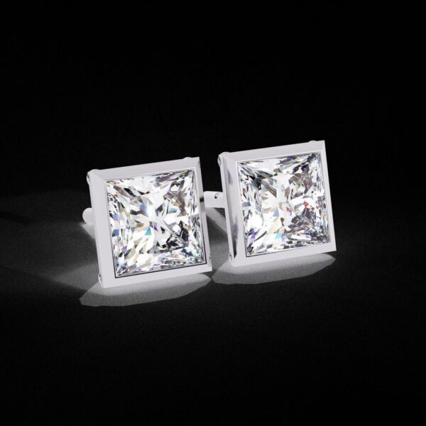 Princess Cut Channel Setting Stud Earrings Made In 18/14/10 KT Gold Embellished With Certified Lab Diamonds For The Anniversary Gift For Her