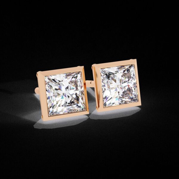 Princess Cut Channel Setting Stud Earrings Made In 18/14/10 KT Gold Embellished With Certified Lab Diamonds For The Anniversary Gift For Her