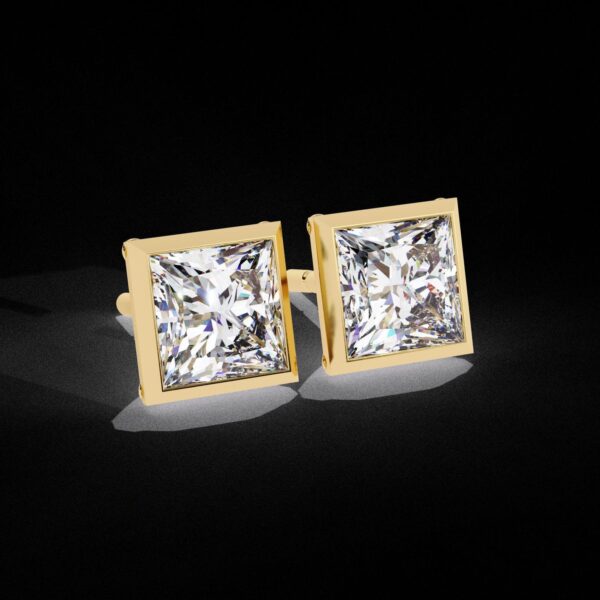Princess Cut Channel Setting Stud Earrings Made In 18/14/10 KT Gold Embellished With Certified Lab Diamonds For The Anniversary Gift For Her