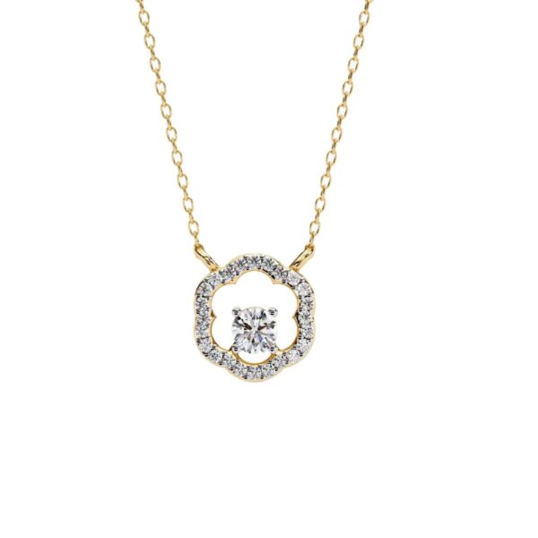 Elegant Floral Diamond Pendant Made In 18 / 14 / 10 KT Gold Embellished With Certified Lab Diamond For The Anniversary And Wedding Gift