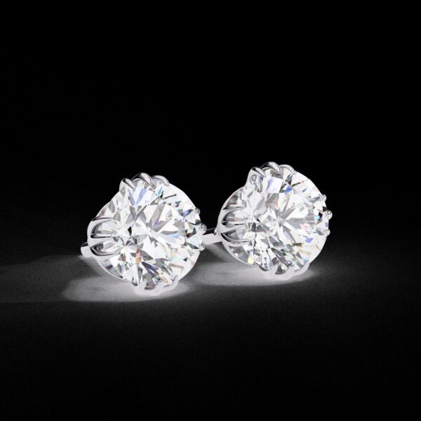 Beautiful Round Diamond Solitaire Stud Earrings Made In 18/14/10 KT Gold Studded With Certified Lab Diamonds For The Anniversary Gift