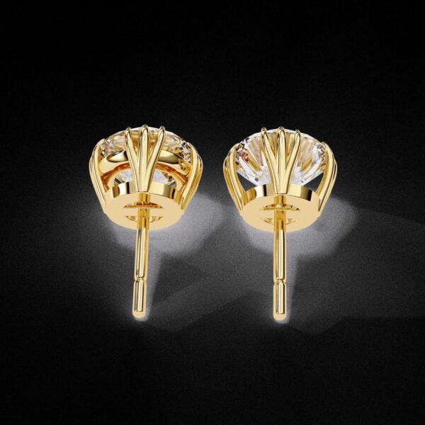 Beautiful Round Diamond Solitaire Stud Earrings Made In 18/14/10 KT Gold Studded With Certified Lab Diamonds For The Anniversary Gift