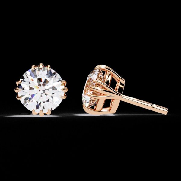 Beautiful Round Diamond Solitaire Stud Earrings Made In 18/14/10 KT Gold Studded With Certified Lab Diamonds For The Anniversary Gift