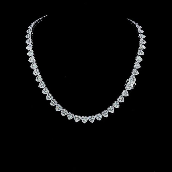 Luxury Heart Shaped Iced Out Diamond Chain Made In 925 Sterling Silver Embellished With Shinny Moissanite Diamonds For The Birthday Gift