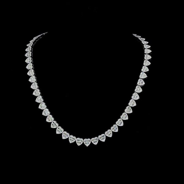 Luxury Heart Shaped Iced Out Diamond Chain Made In 925 Sterling Silver Embellished With Shinny Moissanite Diamonds For The Birthday Gift