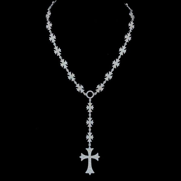 Iced Out Cross Pendant Necklace with Starburst Link Chain Made In 925 Silver Studded With Shinny Moissanite Diamonds For The Birthday Gift