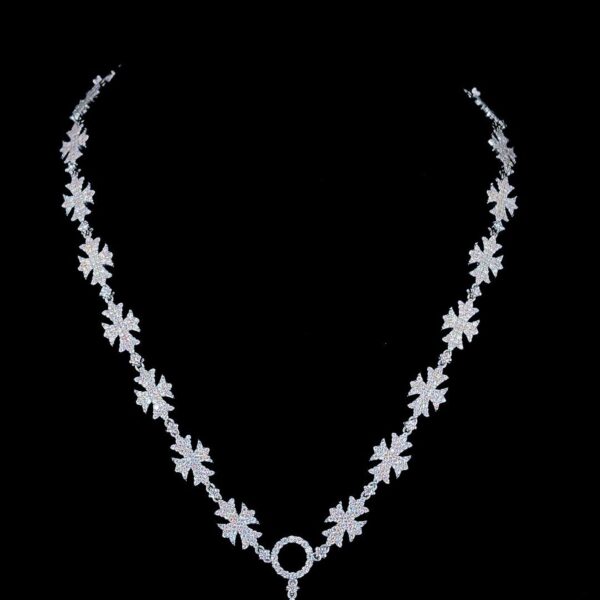 Iced Out Cross Pendant Necklace with Starburst Link Chain Made In 925 Silver Studded With Shinny Moissanite Diamonds For The Birthday Gift