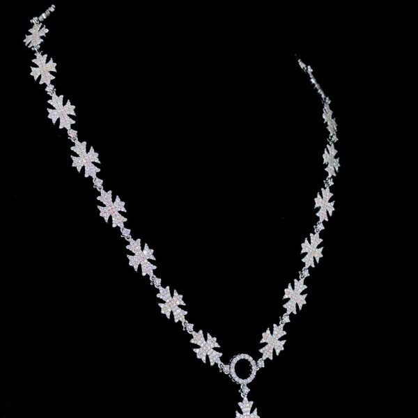 Iced Out Cross Pendant Necklace with Starburst Link Chain Made In 925 Silver Studded With Shinny Moissanite Diamonds For The Birthday Gift