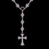 Iced Out Cross Pendant Necklace with Starburst Link Chain Made In 925 Silver Studded With Shinny Moissanite Diamonds For The Birthday Gift