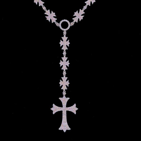 Iced Out Cross Pendant Necklace with Starburst Link Chain Made In 925 Silver Studded With Shinny Moissanite Diamonds For The Birthday Gift