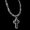 Luxury Multicolor Gemstone Cross Pendant Necklace Made In 925Sterling Siler Embellished With Shinny Moissanite Diamond For The Birthday Gift