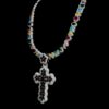 Luxury Multicolor Gemstone Cross Pendant Necklace Made In 925Sterling Siler Embellished With Shinny Moissanite Diamond For The Birthday Gift
