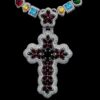 Luxury Multicolor Gemstone Cross Pendant Necklace Made In 925Sterling Siler Embellished With Shinny Moissanite Diamond For The Birthday Gift