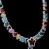 Luxury Multicolor Gemstone Cross Pendant Necklace Made In 925Sterling Siler Embellished With Shinny Moissanite Diamond For The Birthday Gift