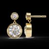 Beautiful Round Diamond Drop Stud Earrings Made In 18/14/10 KT Gold Embellished With Certified Lab Diamonds For The Anniversary Gift For Her