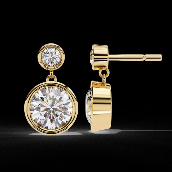 Beautiful Round Diamond Drop Stud Earrings Made In 18/14/10 KT Gold Embellished With Certified Lab Diamonds For The Anniversary Gift For Her