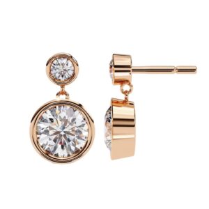 Beautiful Round Diamond Drop Stud Earrings Made In 18/14/10 KT Gold Embellished With Certified Lab Diamonds For The Anniversary Gift For Her