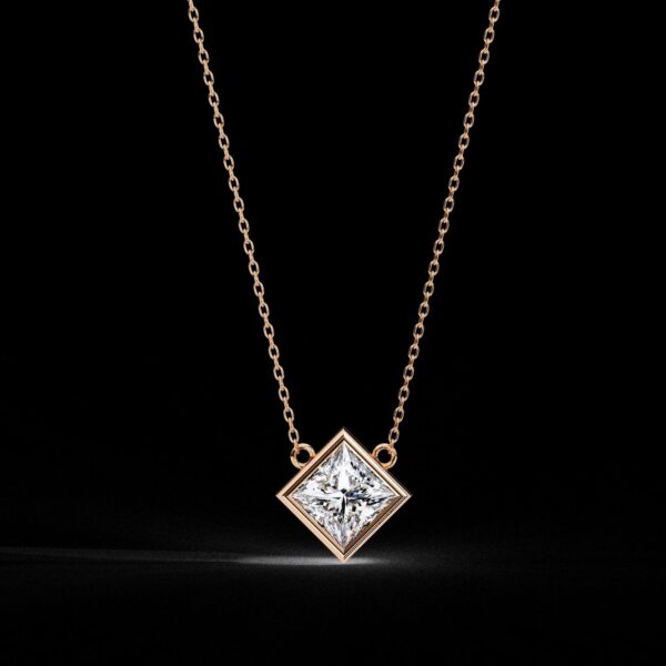Elegant Princess Diamond Pendant Made In 18 / 14 / 10 KT Gold Embellished With Certified Lab Diamonds For The Anniversary And Wedding Gift