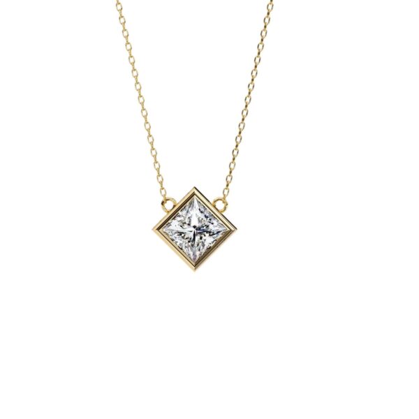 Elegant Princess Diamond Pendant Made In 18 / 14 / 10 KT Gold Embellished With Certified Lab Diamonds For The Anniversary And Wedding Gift