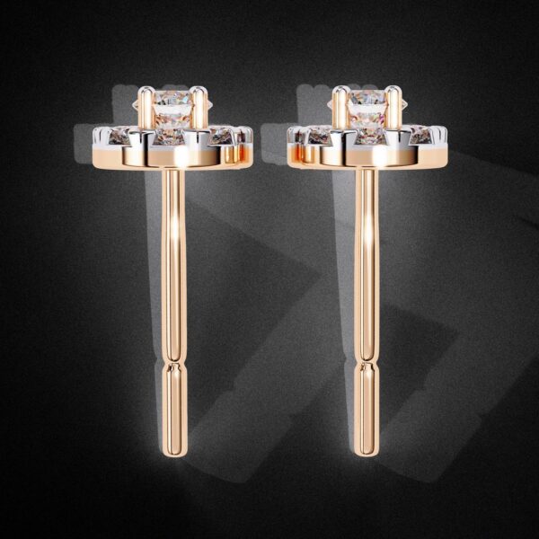 Elegant Round Diamond Cluster Stud Earrings Made In 18/14/10 KT Gold Studded With Certified Lab Diamonds For The Anniversary Gift For Her