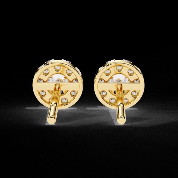 Elegant Round Diamond Cluster Stud Earrings Made In 18/14/10 KT Gold Studded With Certified Lab Diamonds For The Anniversary Gift For Her