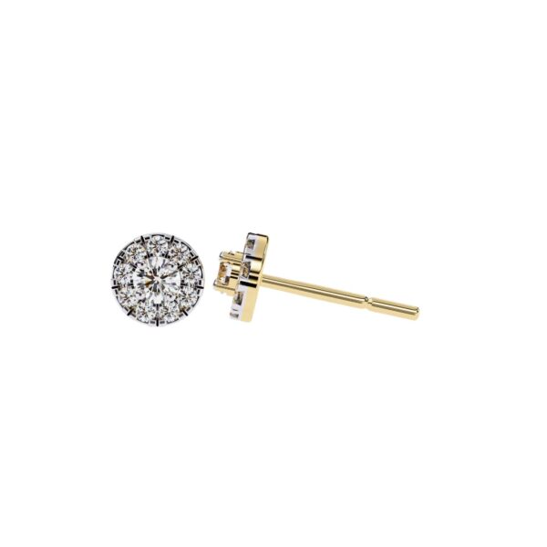 Elegant Round Diamond Cluster Stud Earrings Made In 18/14/10 KT Gold Studded With Certified Lab Diamonds For The Anniversary Gift For Her
