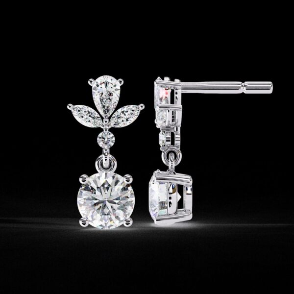 Luxury Leaf Drop Diamond Earrings Made In 18/14/10 KT Gold Studded With Certified Lab Diamonds For The Wedding And Anniversary Gift For Her