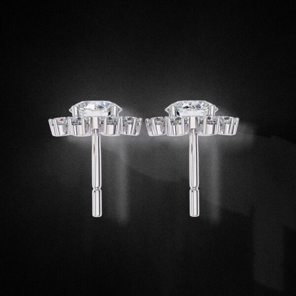 Round Diamond Sunburst Stud Earrings Made In 18 / 14 / 10 KT Gold Studded With Certified Lab Diamonds For The Anniversary Gift For Her