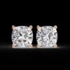 Classic Cushion Cut Stud Earrings Made In 18 / 14 / 10 KT Gold Embellished With Certified Lab Diamonds For Anniversary And Birthday Gift