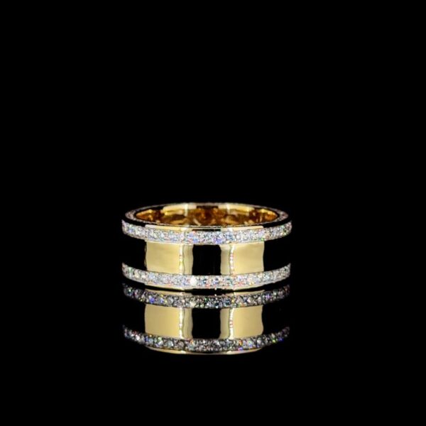 Beautiful High Polish Unisex Diamond Ring Made In 18/14/10KT Gold Studded With Shinny Moissanite Black Diamond For Birthday And Unisex Gift