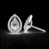 Elegant Drop Halo Pear Diamond Stud Earrings Made In 18/14/10 KT Gold Studded With Certified Lab Diamonds For The Anniversary Gift For Her