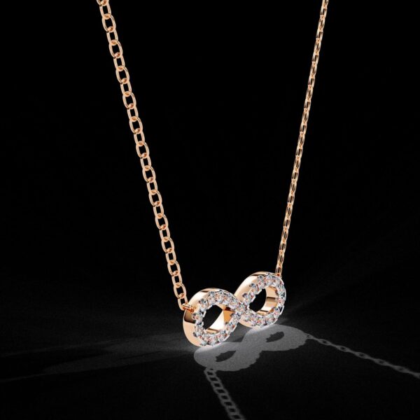 Timeless Infinity Diamond Pendant Made In 18 / 14 / 10 KT Gold Embellished With Certified Lab Diamonds For The Anniversary And Wedding Gift