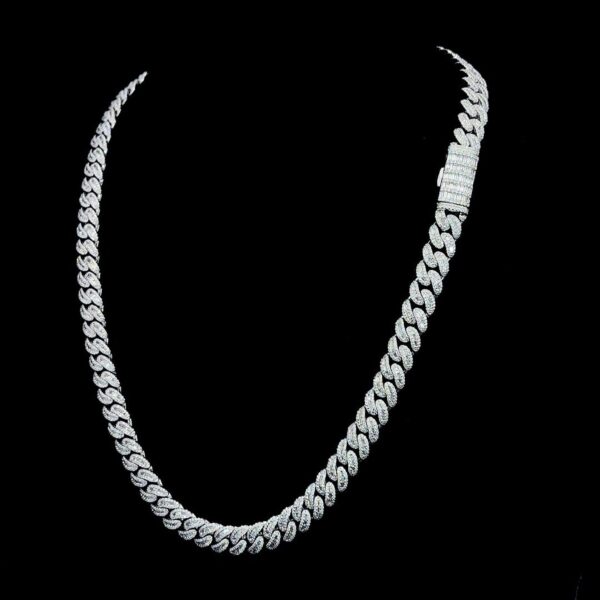 Iced Out Baguette 8 MM Cuban Link Chain Made In 925 Sterling Silver Studded With Shinny Moissanite Diamonds For The And Birthday Gift