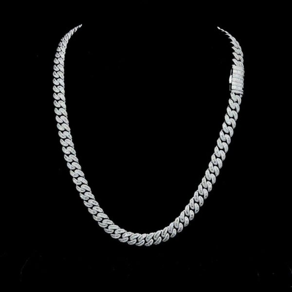 Iced Out Baguette 8 MM Cuban Link Chain Made In 925 Sterling Silver Studded With Shinny Moissanite Diamonds For The And Birthday Gift