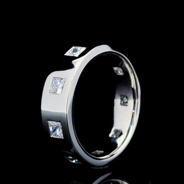 Iced Out Princess Diamond Unisex Ring Made In 18/14/10 KT Gold Studded With Certified Lab Diamonds For Wedding And Anniversary Gift For Her