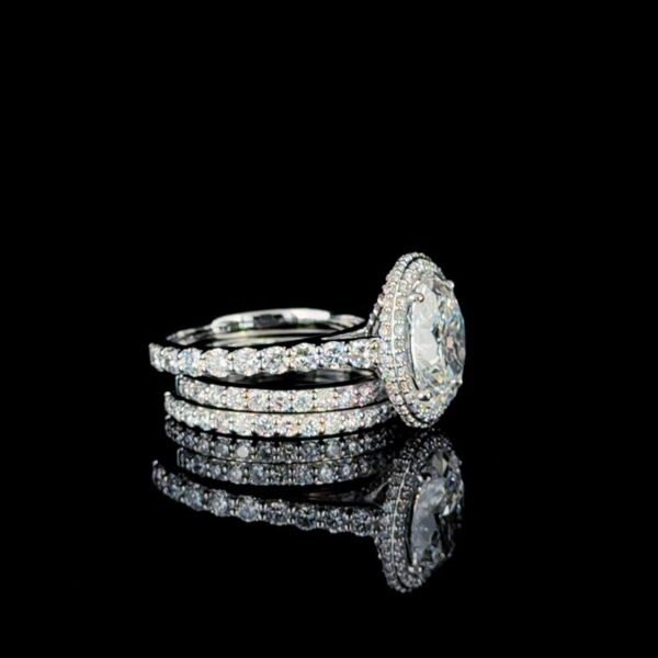Luxury Oval Halo Engagement Ring Set Made In 18/14/10 KT Gold Studded With Shinny Moissanite Diamonds For The Wedding And Anniversary Gift