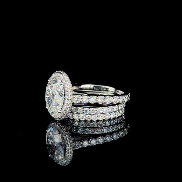 Luxury Oval Halo Engagement Ring Set Made In 18/14/10 KT Gold Studded With Shinny Moissanite Diamonds For The Wedding And Anniversary Gift