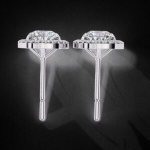 Halo Stud Earrings with Round Diamond Made In 18 / 14 / 10 KT Gold Embellished With Certified Lab Diamonds For The Anniversary Gift For Her