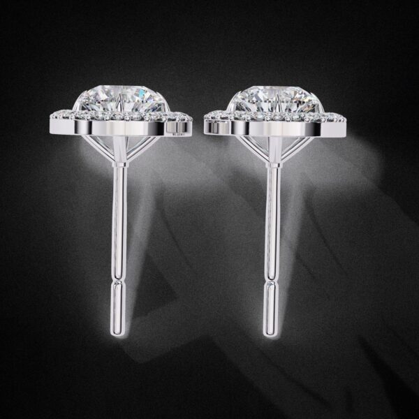 Halo Stud Earrings with Round Diamond Made In 18 / 14 / 10 KT Gold Embellished With Certified Lab Diamonds For The Anniversary Gift For Her