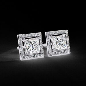 Princess Cut Diamond Stud Earrings Made In 18 / 14 / 10 KT Gold Embellished With Certified Lab Diamonds For Anniversary And Birthday Gift