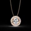Elegant Oval-Cut Halo Diamond Pendant Made In 18 / 14 / 10 KT Gold Embellished With Certified Lab Diamonds For Anniversary And Birthday Gift