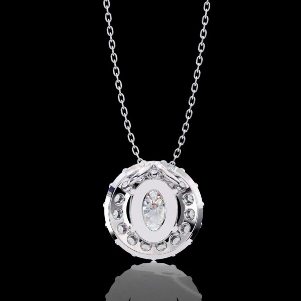 Elegant Oval-Cut Halo Diamond Pendant Made In 18 / 14 / 10 KT Gold Embellished With Certified Lab Diamonds For Anniversary And Birthday Gift