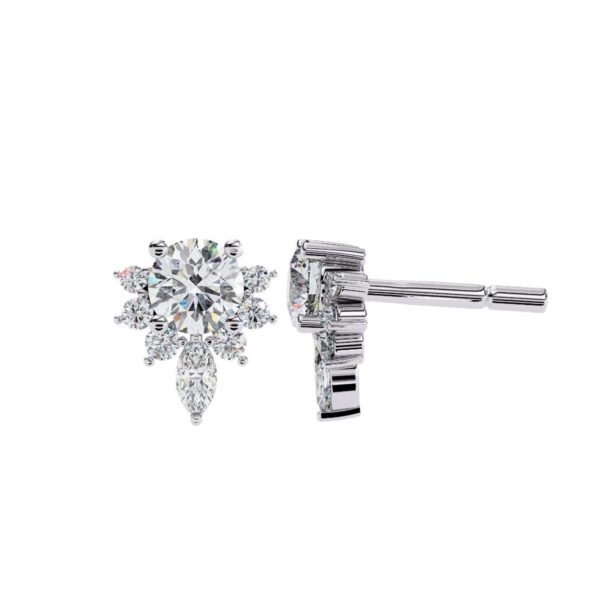 Brilliant Round & Marquise Floral Stud Earrings Made In 18 / 14 / 10 KT Gold Embellished With Certified Lab Diamonds For The Wedding Gift