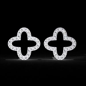 Elegant Clover Shaped Diamond Pendant Made In 18 / 14 / 10 KT Gold Embellished With Certified Lab Diamonds For Anniversary And Birthday Gift