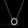 Round Diamond Circle Style Pendant Made In 18 / 14 / 10 KT Gold Embellished With Certified Lab Diamonds For The Anniversary And Wedding Gift
